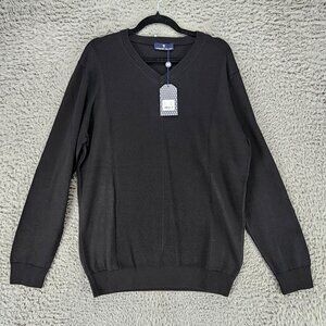Luchiano Visconti Sweater Mens XL Black Long Sleeve V Neck Pullover *NWT*